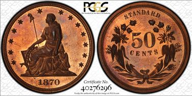 1870 50C J-929 PR65+ RD