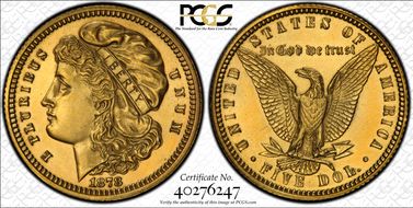 1878 $5 J-1578 Gilt PR63