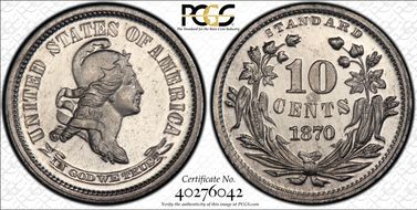 1870 10C J-842 PR65CAM