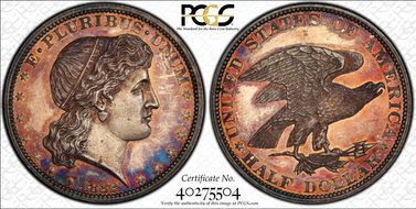 1882 50C J-1700, Shield Earring PR62