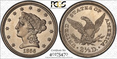 1866 $2.50 J-542 PR67CAM