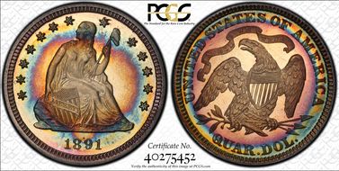 1891 25C PR68CAM