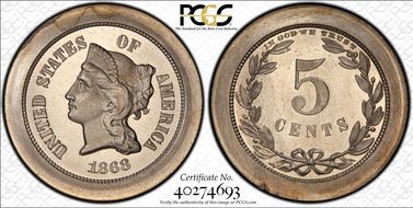 1868 5C J-624 PR66CAM