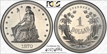 1870 $1 J-1000 PR66CAM
