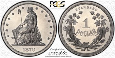 1870 $1 J-1000 PR66CAM