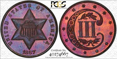 1867 3C J-560 PR66+ RB