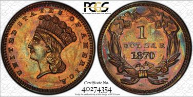 1870 G$1 J-1023 PR62RB