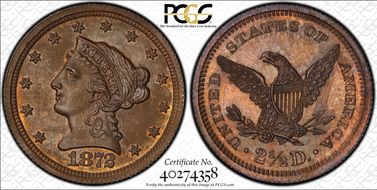 1872 $2.50 J-1233 PR64BN