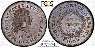 1792 1C Judd-1, Silver Center SP67BN