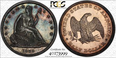 1839 50C J-101 Restrike PR63