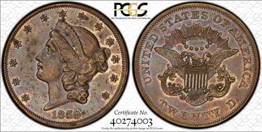 1859 $20 J-263 PR61BN