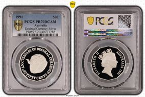 1991 50C Decimal Currency Ag PR70DCAM