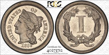 1868 1C J-605 PR65+ CAM