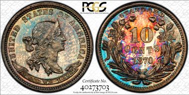 1870 10C J-844 PR65