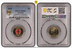 2018 $2 Armistice Centenary Colorized MS64