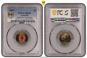 2018 $2 Armistice Centenary Colorized MS65