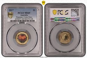 2017 $2 Planetary Coins Mars Colorized MS69