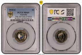 2020-C $2 75th Ann End of WWII Colorized MS69