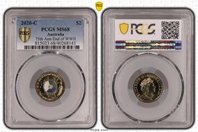 2020-C $2 75th Ann End of WWII Colorized MS68