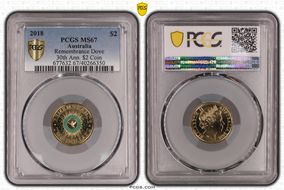 2018 $2 Remembrance Dove Colorized 30th Ann. $2 Coin MS67