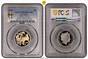 2014 $1 Mob of Roos CuNi Partial Gilt PR69DCAM