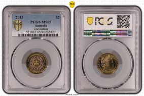 2013 $2 Coronation Colorized MS65