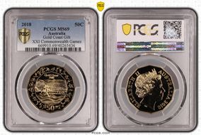 2018 50C Gold Coast Gilt XXI Commonwealth Games MS69