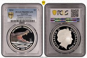 2014 $1 Saltwater Crocodile Graham Colorized PR69DCAM