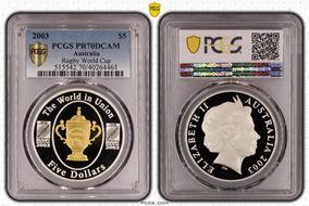 2003 $5 Rugby World Cup PR70DCAM