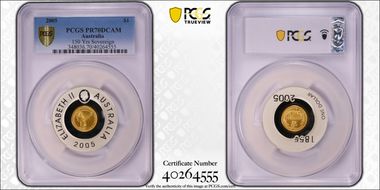 2005 $1 150th Anniv Sydney Mint 1855 1/2 Sov PR70DCAM