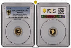 1990 $5 Grey Kangaroo-Nugget PR70DCAM