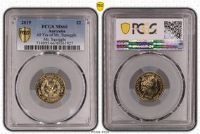 2019 $2 60 Yrs of Mr. Squiggle Mr. Squiggle Colorized MS66