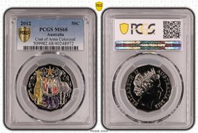 2012 50C Coat of Arms Colorized MS68