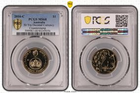 2016-C $1 50 Yrs Decimal Currency Canberra Counterstamp MS68