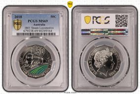 2018 50C 3801 Steam Locomotive Colorized MS69