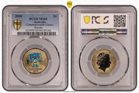 2018 $1 Commonwealth Games Borobi Colorized MS69