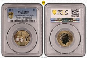 2018 $1 Snugglepot & Cuddlepie Frosted Uncirculated MS69