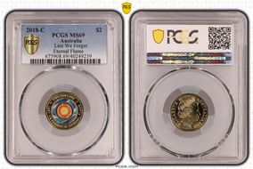 2018-C $2 Lest We Forget Eternal Flame Colorized MS69