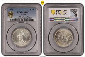 1965 5 Fr Gad-770 F-340 MS67