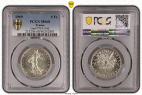 1969 5 Fr Gad-770 F-340 MS68