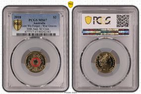 2018 $2 Lest We Forget - War Graves 30th Ann. $2 Coin Colorized MS67