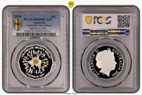 2010 50C Australia Day Ag Selective Gilt PR69DCAM