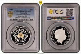 2010 50C Australia Day Ag Selective Gilt PR69DCAM