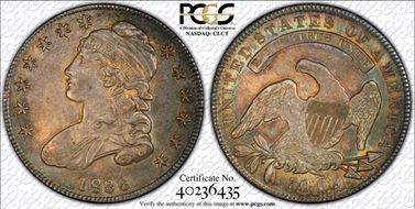 1836 50C Lettered Edge AU58