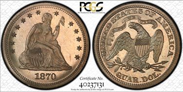 1870 25C J-926 PR66CAM