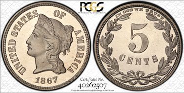 1867 5C J-570 PR66+ DCAM