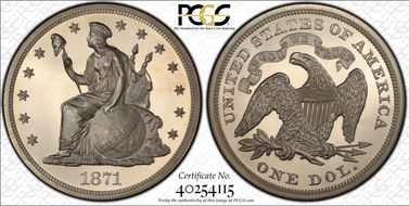 1871 $1 J-1145 PR66+ DCAM