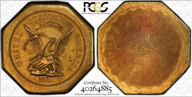 1851 "887" $50 LE Augustus Humbert, "50" MS61