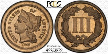 1868 3C J-615a PR65