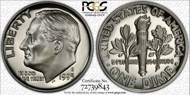 1995-S 10C Silver PR70DCAM